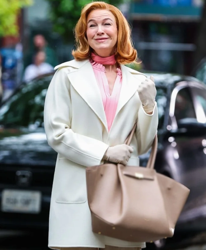 Renee Zellweger Only Murders In The Building S5 White Wool Coat