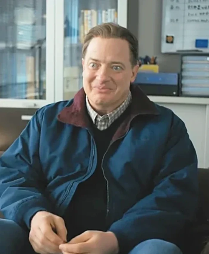 Rental Family 2025 Brendan Fraser Blue Bomber Jacket