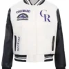 Retro Classic Rib Colorado Rockies White Varsity Jacket