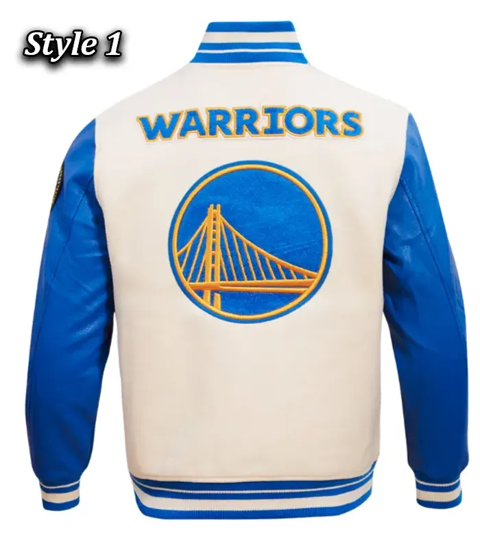 Retro Golden State Warriors Classic Rib Varsity Jacket Back