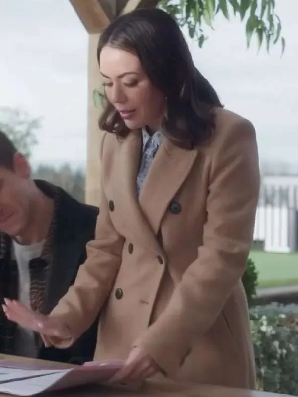 Return To Office 2025 Janel Parrish Brown Wool Coat