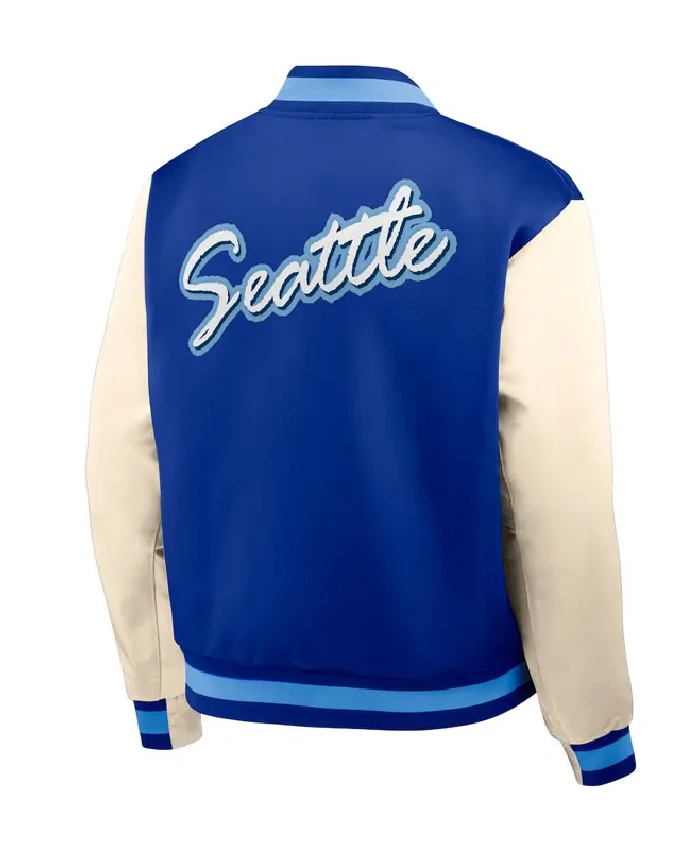 Rewind Legacy Seattle Seahawks Bomber Jacket In Black And Blue