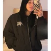 Rhea Ripley 2025 Patched Wolf Hesh Cloud Quilted Black Bomber Jacket