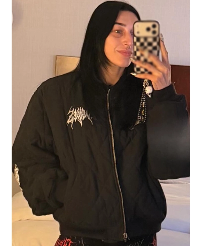 Rhea Ripley 2025 Patched Wolf Hesh Cloud Quilted Black Bomber Jacket
