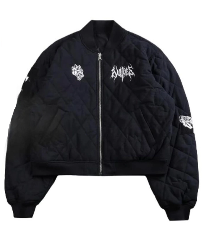 Rhea Ripley Black Quilted Bomber Jacket