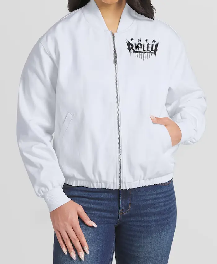 Rhea Ripley Erin Andrews White Bomber Jacket