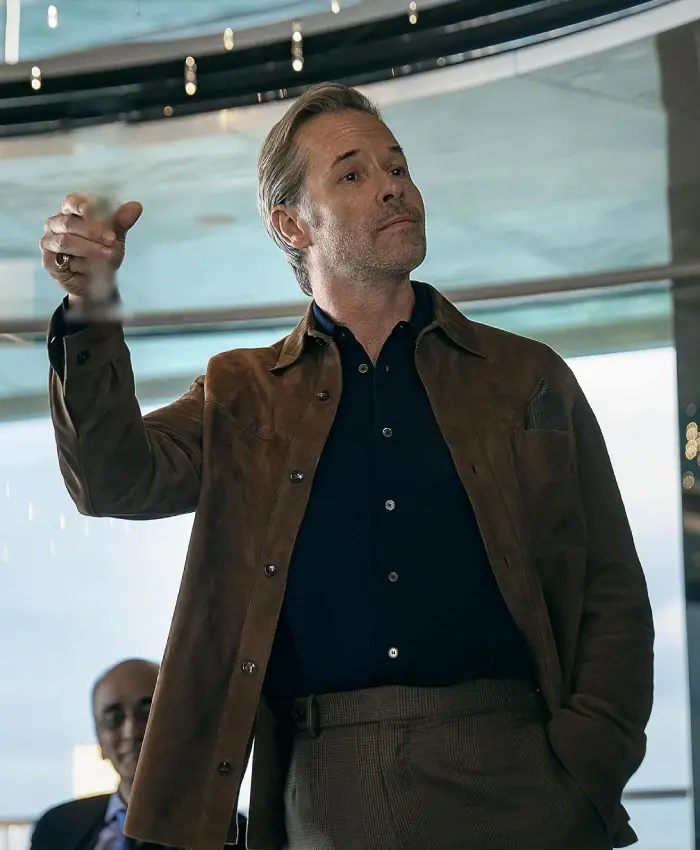 Richard Bullmer The Woman In Cabin 10 Guy Pearce Brown Suede Jacket