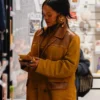 Rihanna Mustard Miu Miu Suede Jacket