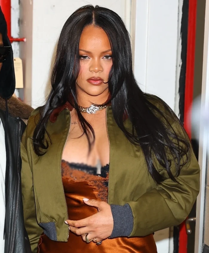 Rihanna NYC 2026 Party Olive Green Bomber Jacket