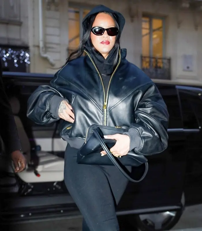 Rihanna Paris Black Oversized Jacket Sale