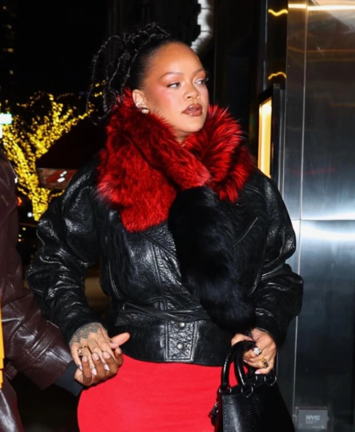 Rihanna Valentines Day Black Leather Jacket