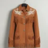 Rock A Retro Rodeo Brown Suede Fringed Jacket For Womens