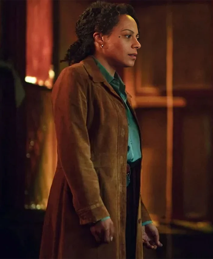 Rosalind Eleazar TV Series 2025 Missing You Season 01 DI Kat Donovan Brown Suede Leather Coat For Unisex