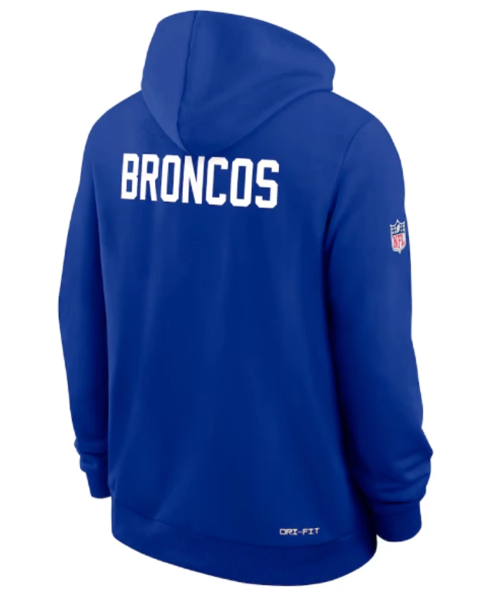 Royal Denver Broncos Sideline Standard Issue Alt 2 Dri FIT Pullover Hoodie