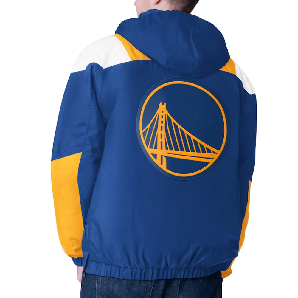 Royal Gold Golden State Warriors Charger Half Zip Pullover Jacket Back