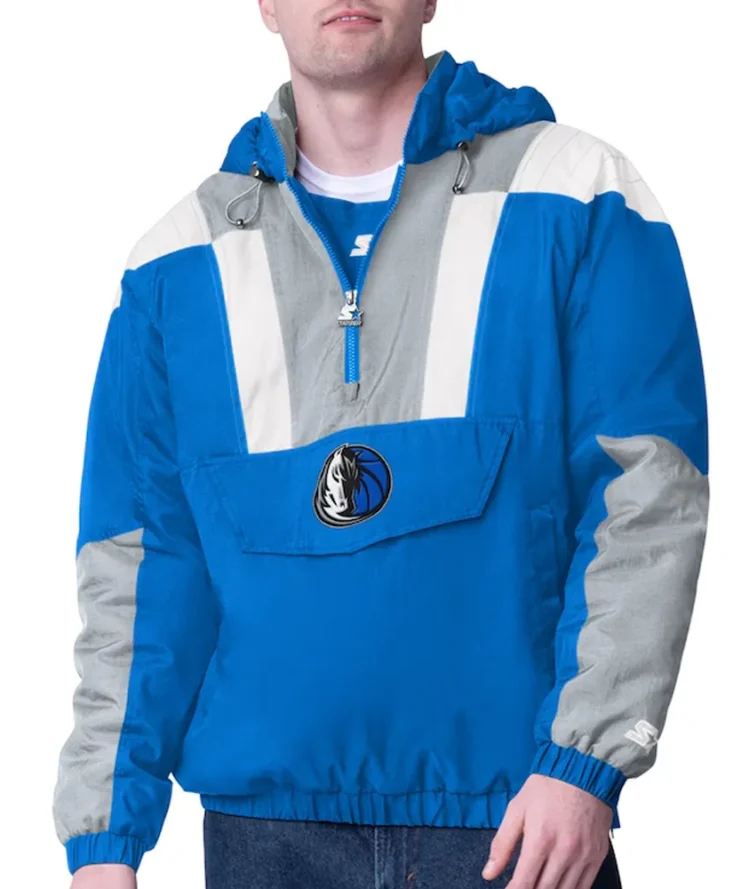 Royal Silver Dallas Mavericks Charger Half Zip Pullover Jacket