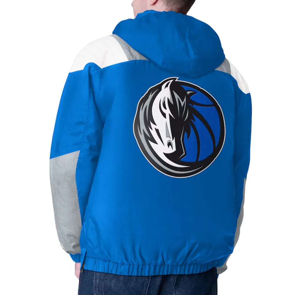 Royal Silver Dallas Mavericks Charger Half Zip Pullover Jacket Back