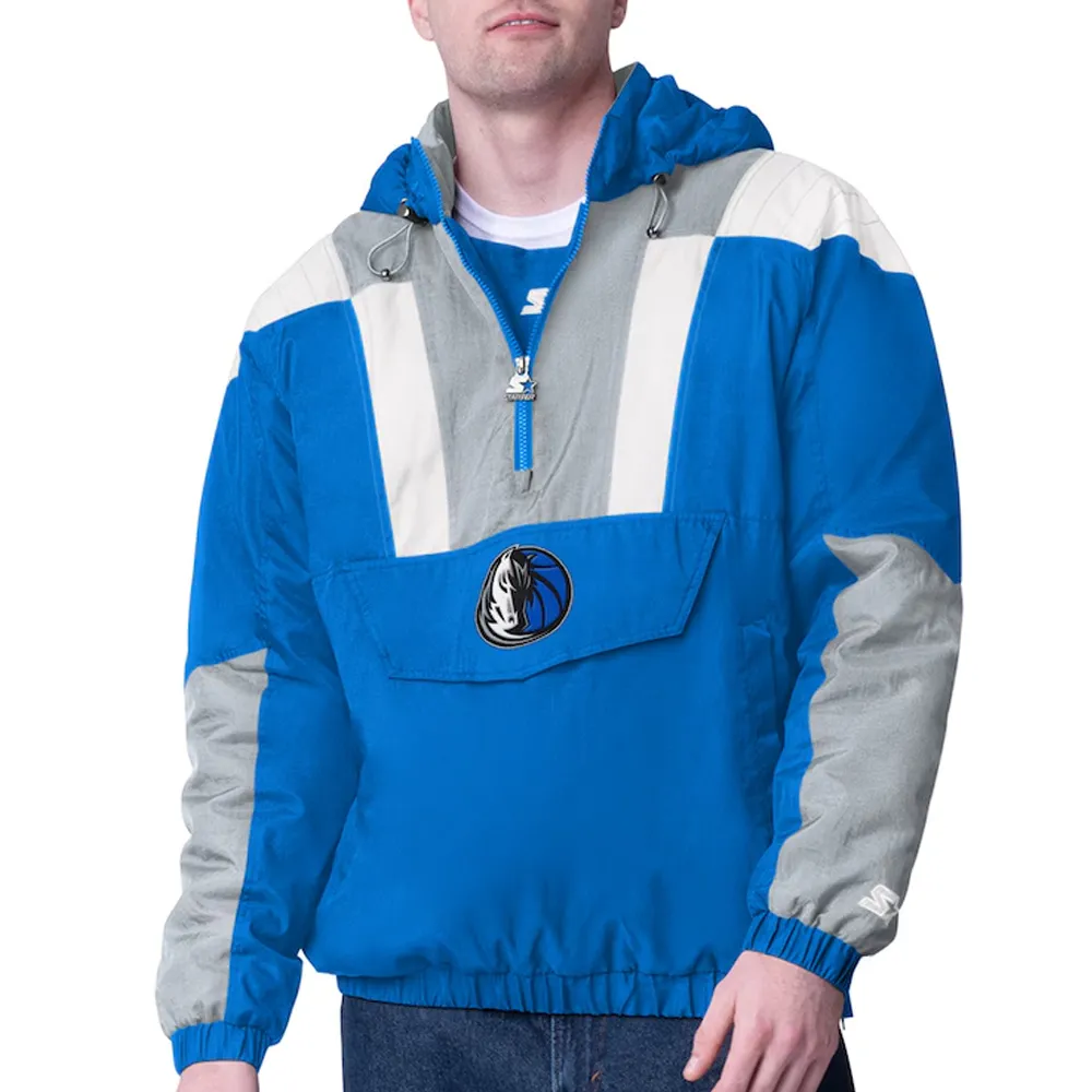 Royal Silver Dallas Mavericks Charger Half Zip Pullover Jacket