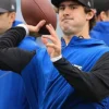 Royal And Black Daniel Jones Indianapolis Colts Sideline Half Zip Hoodie Jacket