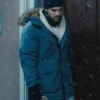 Russ Owens Film Merv 2025 Charlie Cox Blue Fur Hooded Coat