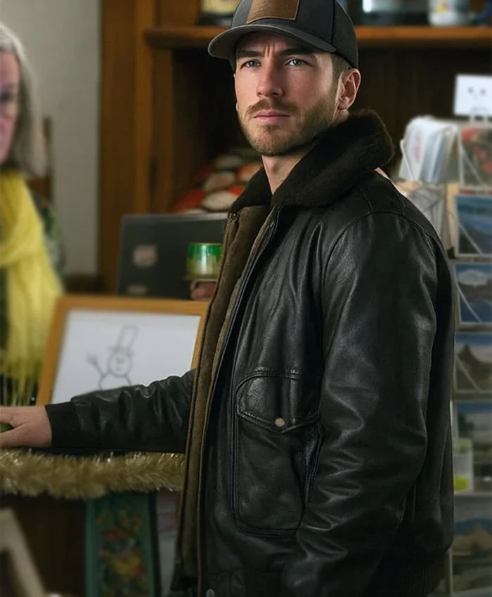 Ryan Carnes Movie A Cherry Pie Christmas 2025 Mitch Henriksen Black Leather Jacket