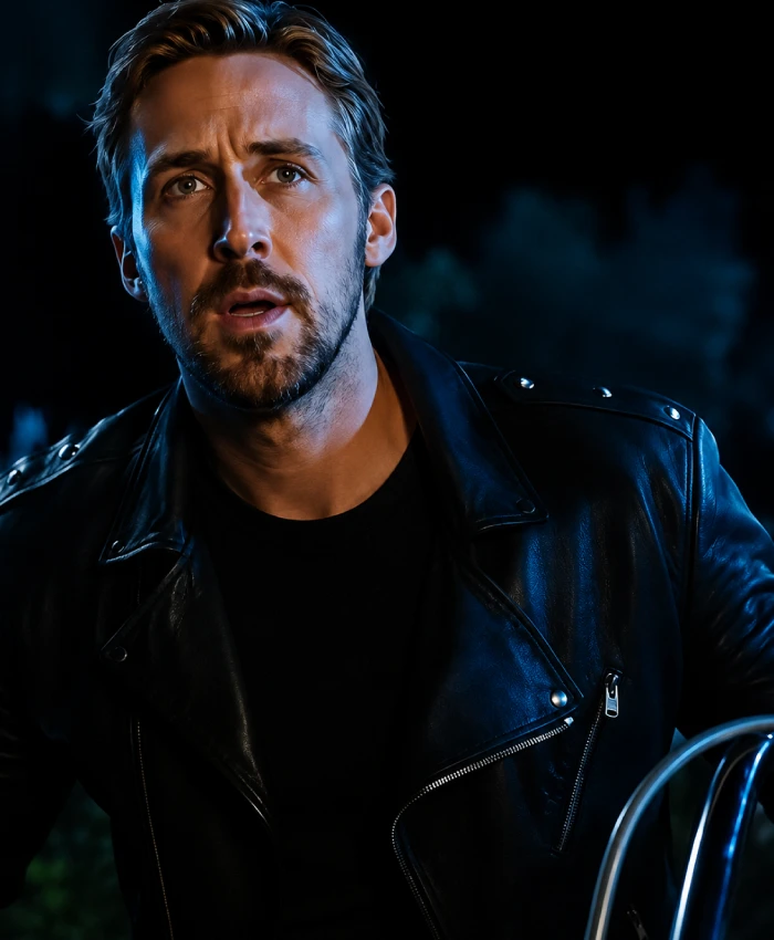Ryan Gosling Ghost Rider Movie Black Leather Biker Jacket