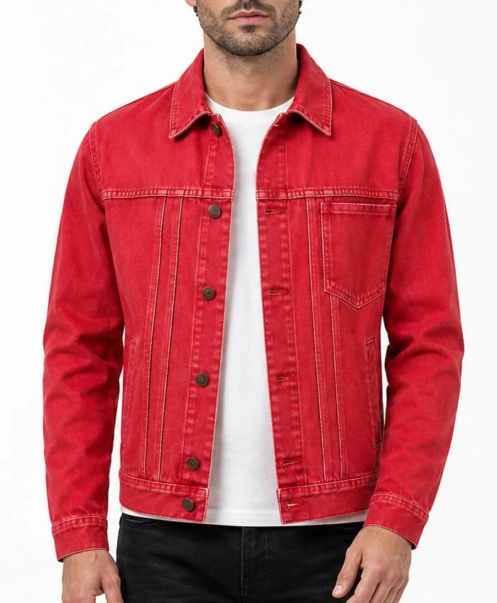 Ryan Gosling San Diego Comic-Con Red Denim Jacket Mens