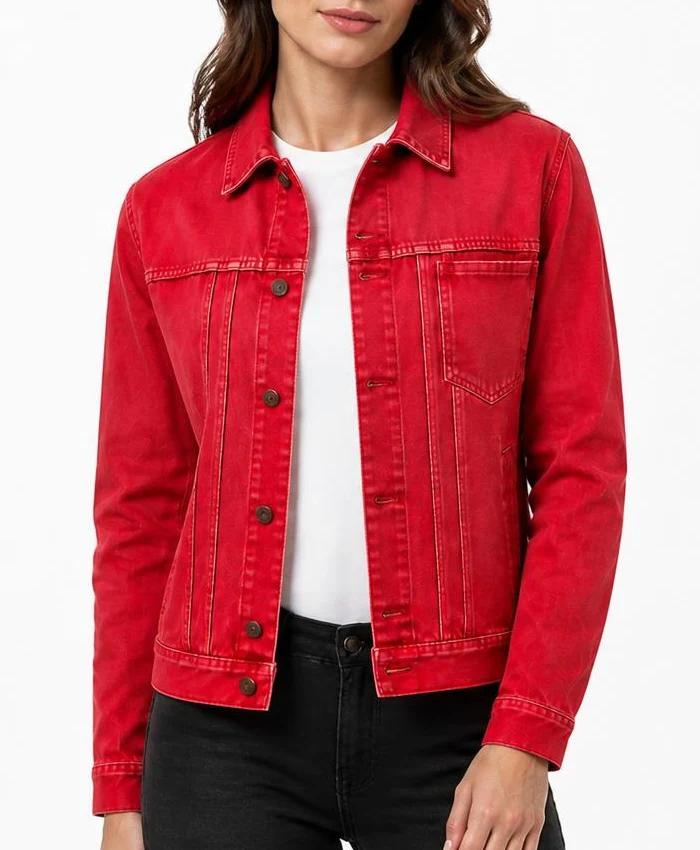 Ryan Gosling San Diego Comic-Con Red Denim Jacket Womens