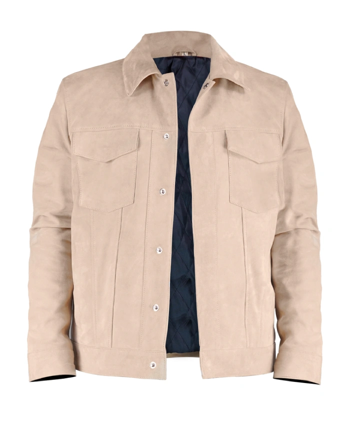 Ryan Seacrest American Idol Beige Suede Jacket Open Button