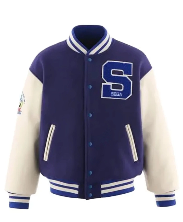 SG SAINT SEGA Blue And White Letterman Varsity Jacket For Men And Women