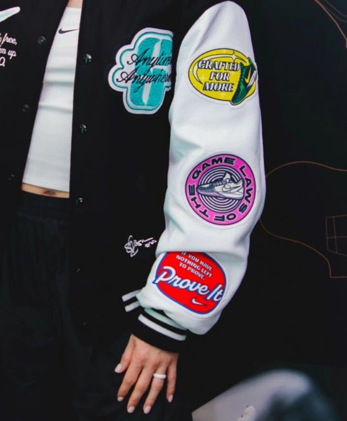 Sabrina 4 EXCLUSIVE Black and White Leather Varsity Jacket