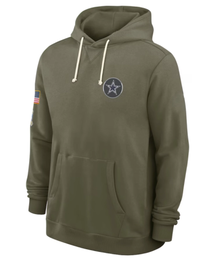 Salute To Service Sideline Dallas Cowboys 2025 Olive Unisex Hoodie