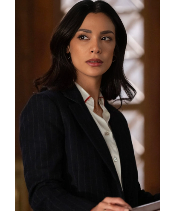 Samantha Maroun Law And Order 2025 Odelya Halevi Striped Black Blazer