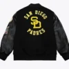 San Diego Padres Black Out Vintage Varsity Jacket Back