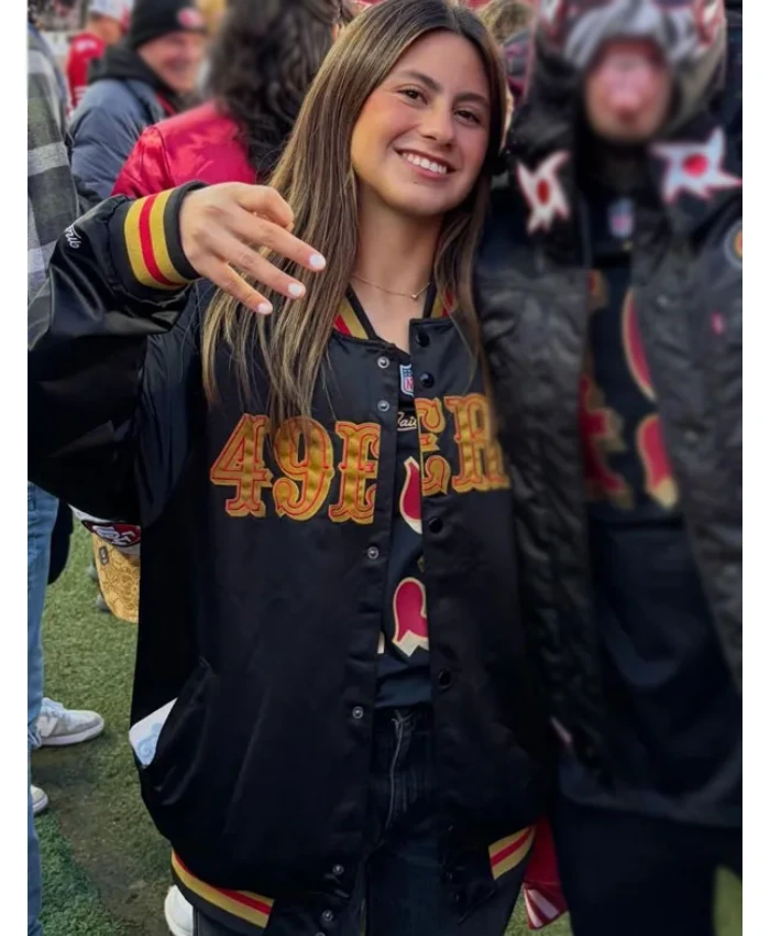 Azul Trujillo San Francisco 49ers Satin Raglan Jacket