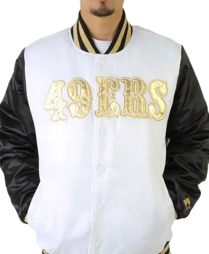 San Francisco 49ers Gold Patches Satin Jacket
