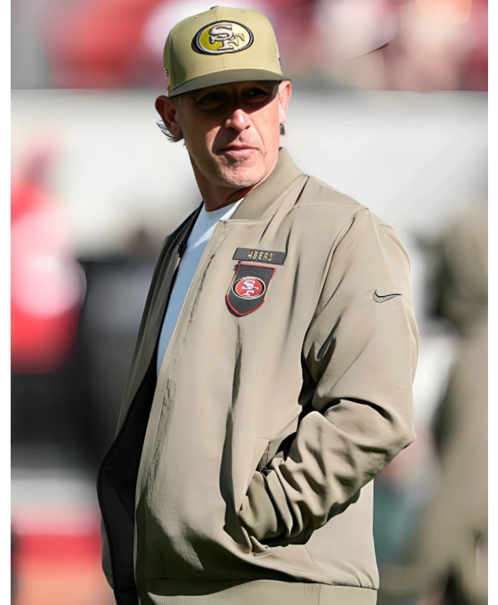 San Francisco 49ers Kyle Shanahan 2025 Salute To Service Bomber Jacket