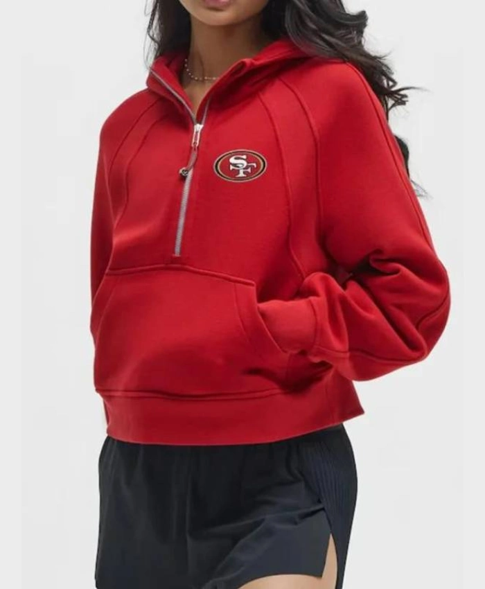 San Francisco 49ers Oversized Red Half Zip Hoodie