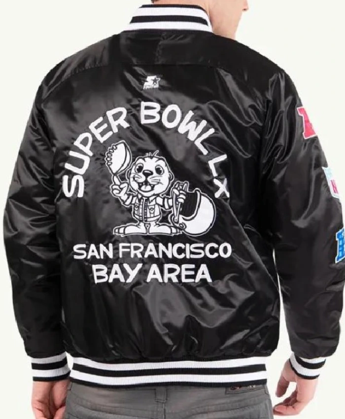 San Francisco Super Bowl LX Black Satin Jacket - Image 2