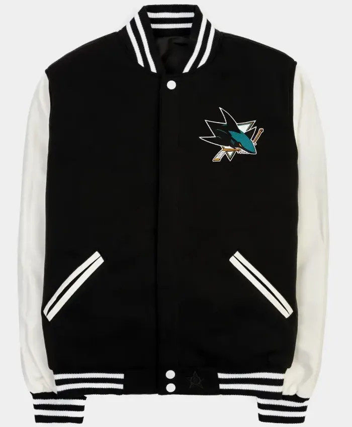 San Jose Sharks Black And White Wool Varsity Jacket
