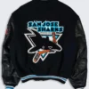 San Jose Sharks Black Vintage Wool Varsity Jacket Back