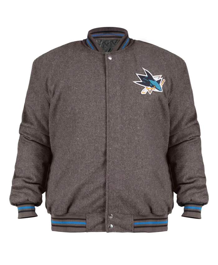 San Jose Sharks Gray Wool Varsity Jacket