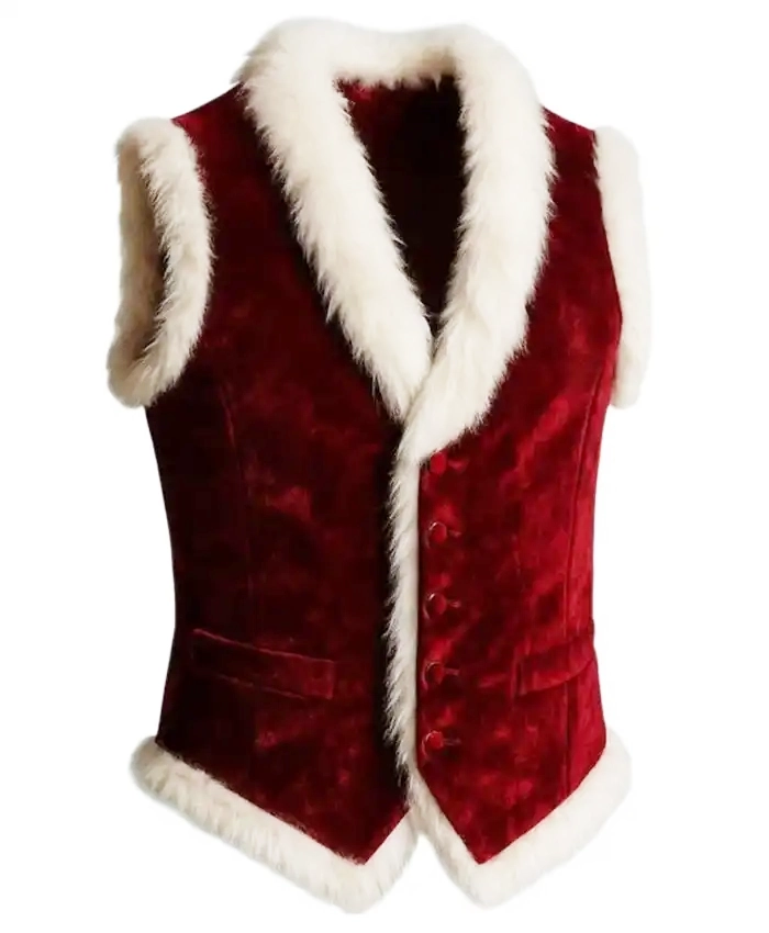 Santa Claus Christmas Red Velvet Shearling Cosplay Vest