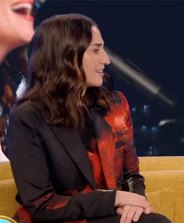 Sara Bareilles The Morning Show Black And Red Floral Suit