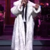 Saturday Night Live Ryan Gosling White Faux Fur Coat For Men And Women