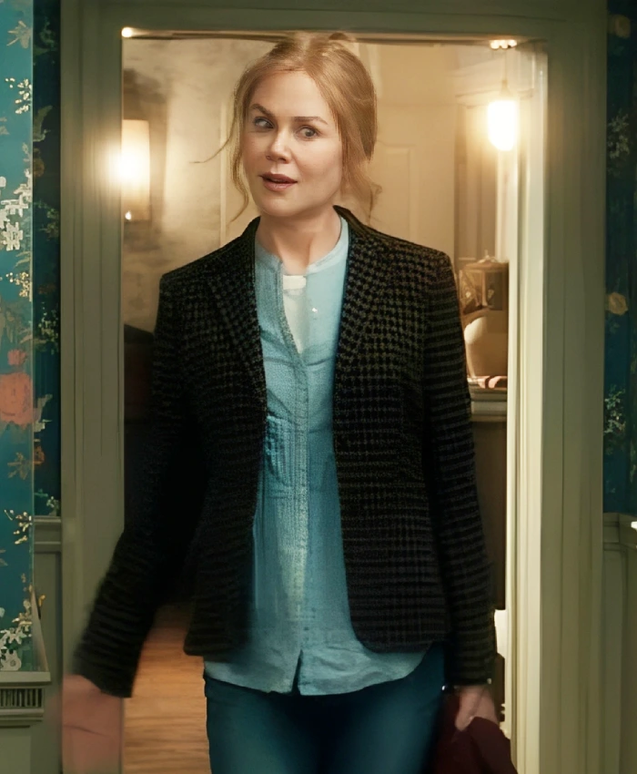 Nicole Kidman Scarpetta S01 Houndstooth Brown Blazer