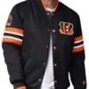 Scout I Cincinnati Bengals Varsity Full Snap Black Satin Jacket