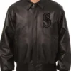 Seattle Mariners Button Up Black Leather Jacket