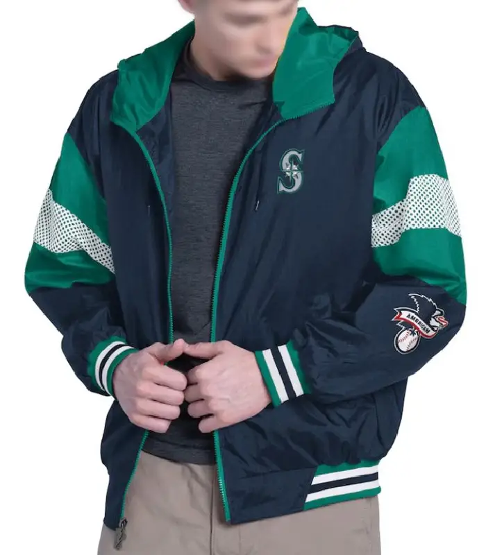 Seattle Mariners Legacy Lightweight Navy And Teal Hooded Jacket