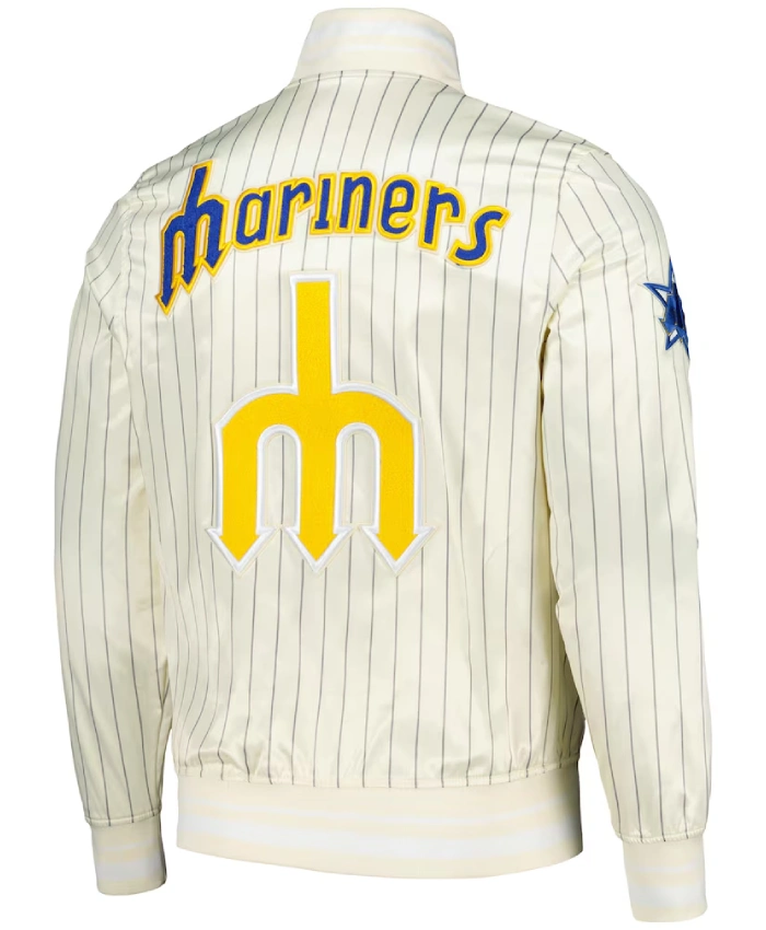 Seattle Mariners Pro Standard Cream Pinstripe Satin Jacket